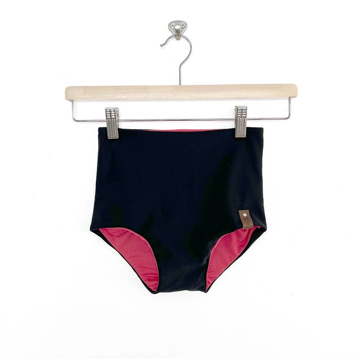 Kylie Swim High Waisted Bottoms - Electric Coral + Black for wholesale by MINI Street