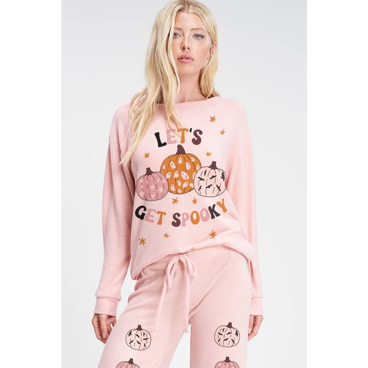 Lets get spooky print soft lounge wear set for wholesale by Phil Love