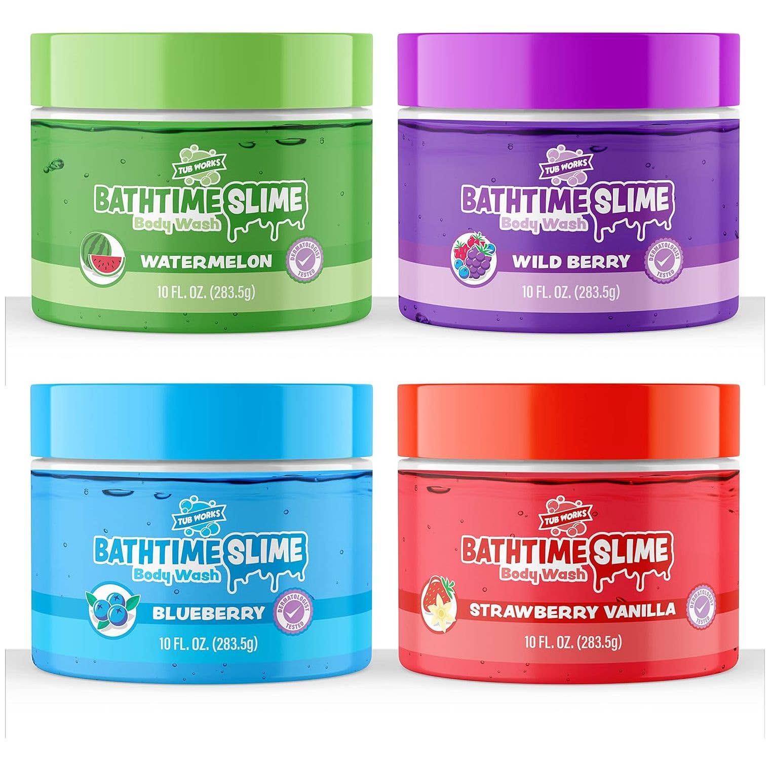 Tub Works LLC - Wholesale Body Wash/Shower Gel - Kids & Baby - Tub Works® Bath Slime Kids Body Wash, Variety 4 Pack, Classic Colors0