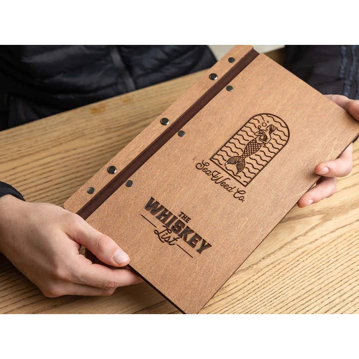 Inko Horeca Accessories - Wholesale Binder - Wooden Menu Holder For Whiskey List With Engraving
