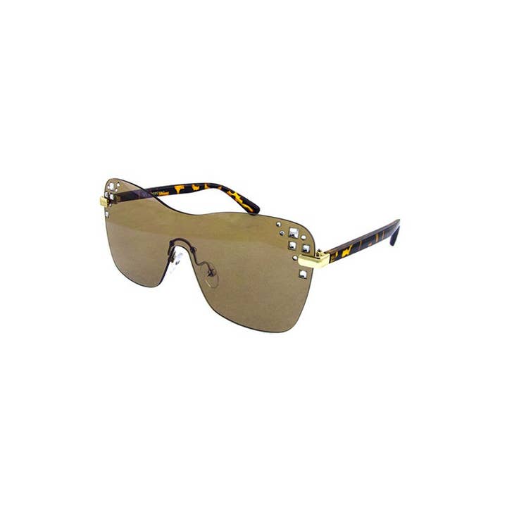 ASSORTED COLORS Womens rimless monolens rhinestone sunglasses for wholesale on Faire