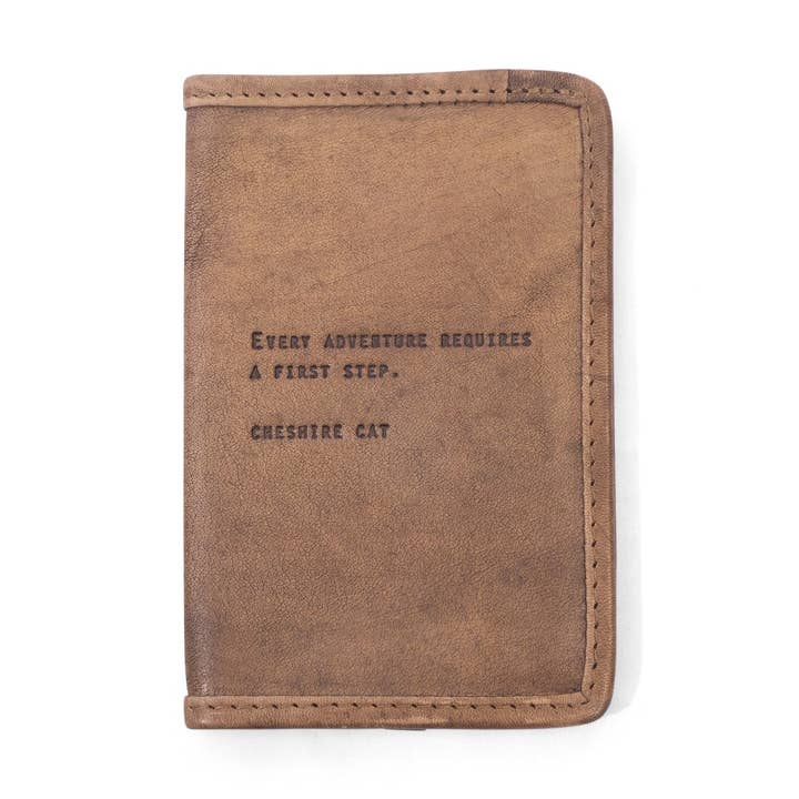 Cheshire Cat Leather Passport Cover 4"x6" for wholesale by Sugarboo & Co