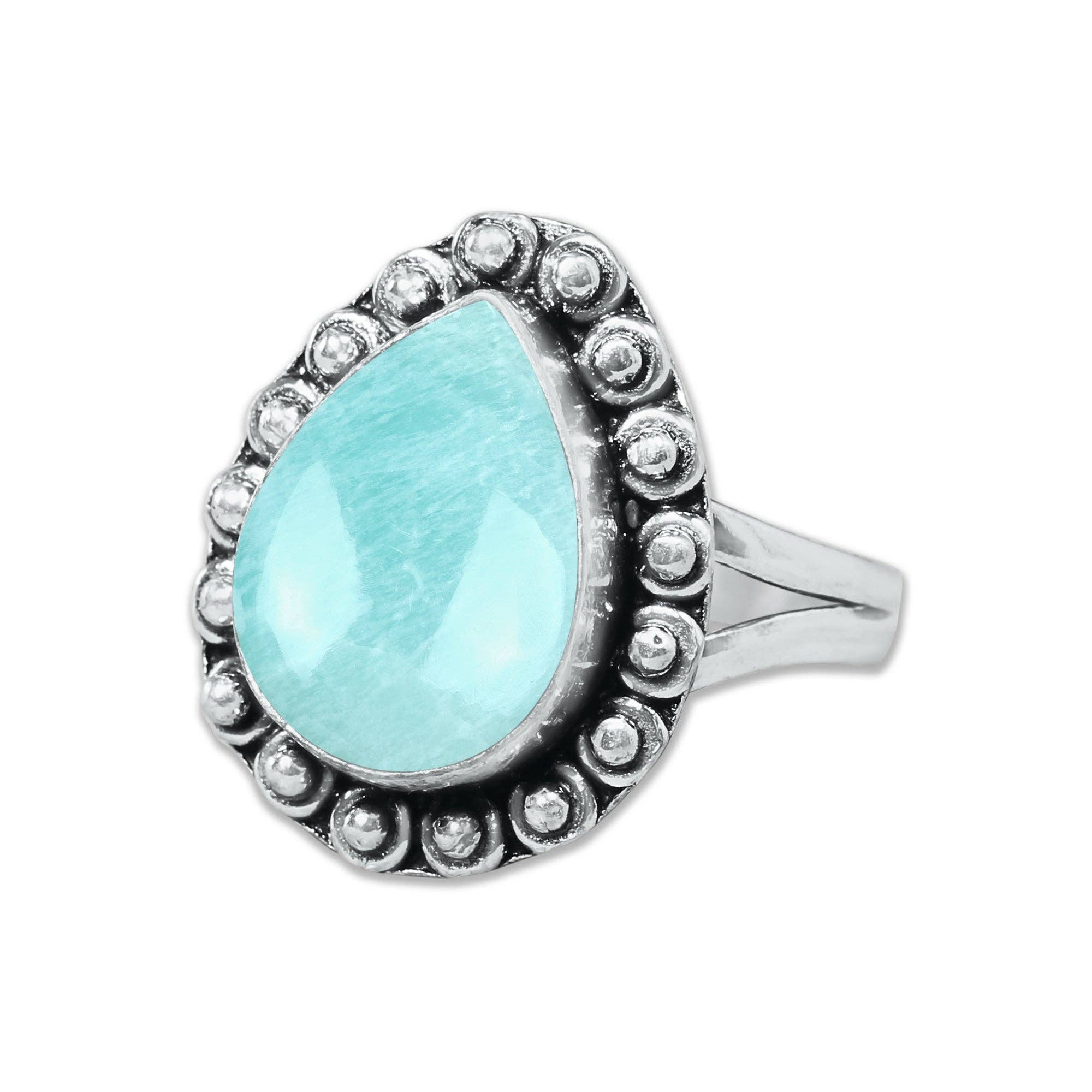 Handmade Jewels - Wholesale Cocktail/Statement Ring - Amazonite Rings – Handmade, Silver-Plated, Assorted Boho Designs (US Sizes 6–10)5
