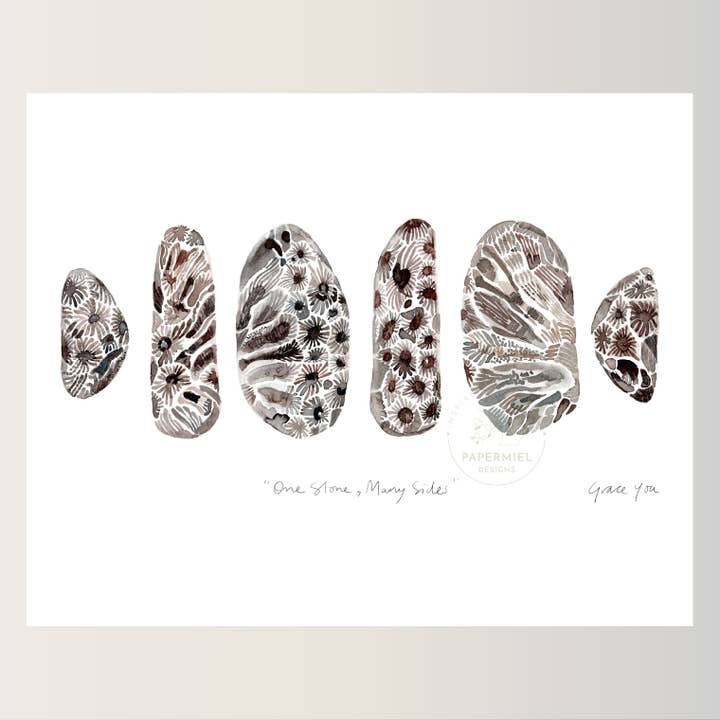 Papermiel Designs - Wholesale Art Print - ART PRINT || "One Stone, Many Sides" feat. a Petoskey Stone