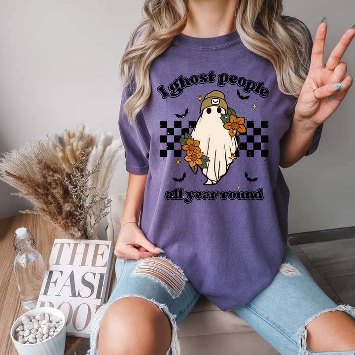 KA3 Stitch & Print - Wholesale Screen Printed T-Shirt - Women's - I ghost people all year round Tee1