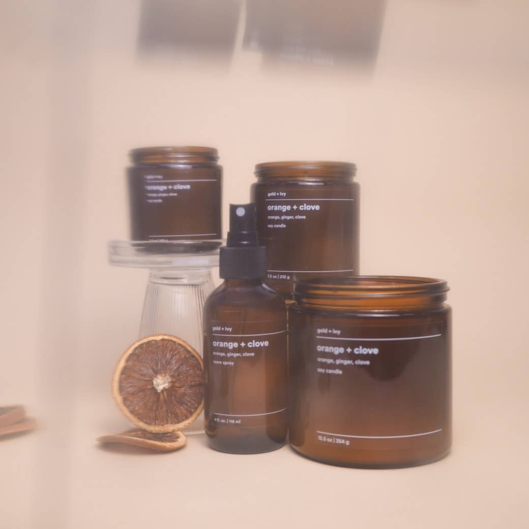 gold + ivy – wholesale Room & linen spray – orange + clove room spray - orange, ginger, clove3