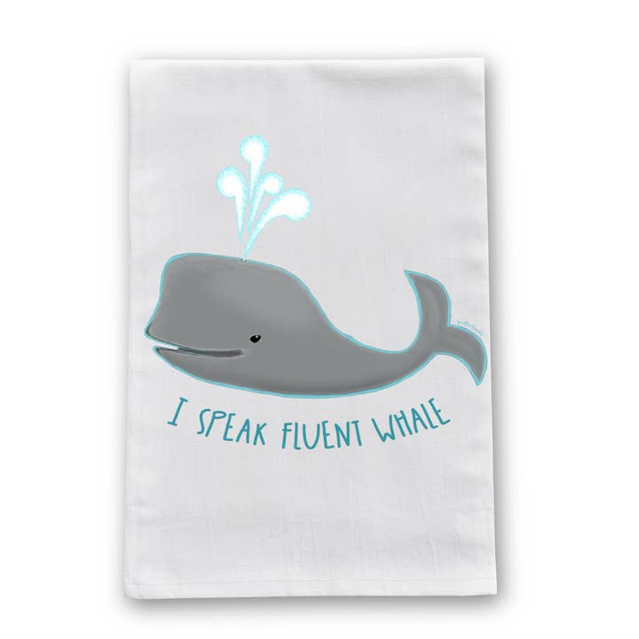 Speak Fluent Whale Dish Towel for wholesale by Pithitude