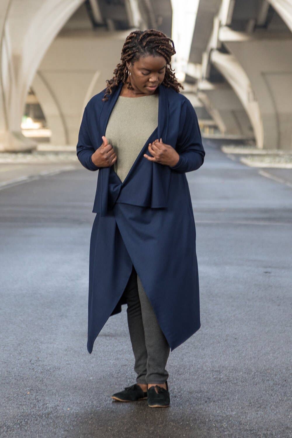 Knieriem Designs - Wholesale Jacket - Women's - Draped Long Sleeve Ponte Jacket6