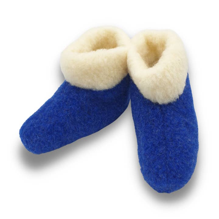 100% Natural Wool Blue/White High Slippers for wholesale by TRAAGOODS.COM