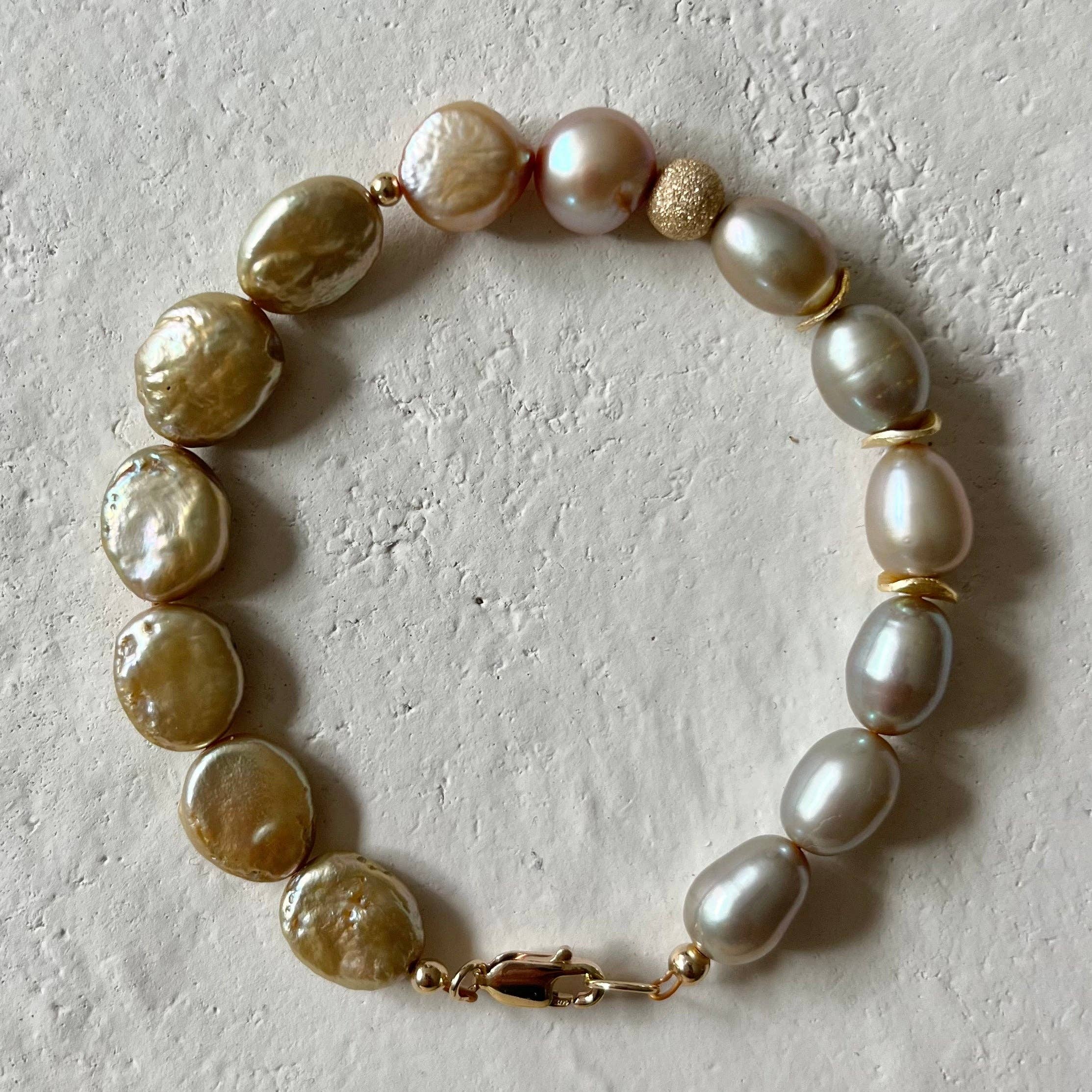 House of Olia - Wholesale Beaded Bracelet - Oliva Multi Pearl Gold Filled Bracelet1