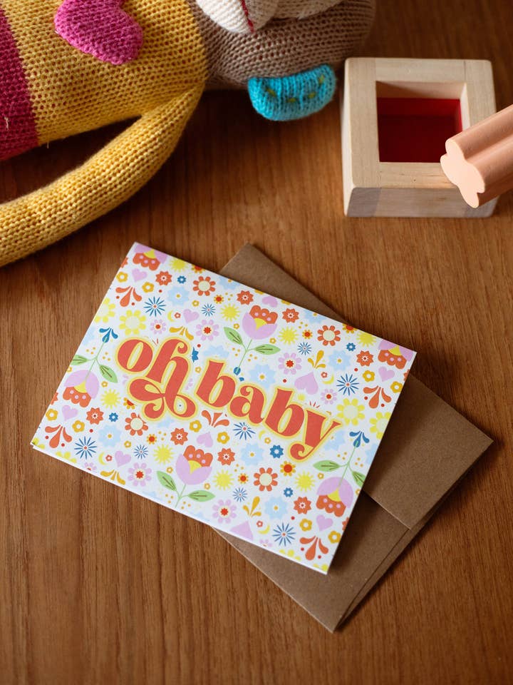 Oh Baby greeting card for wholesale by Yeehaw Paper Co.