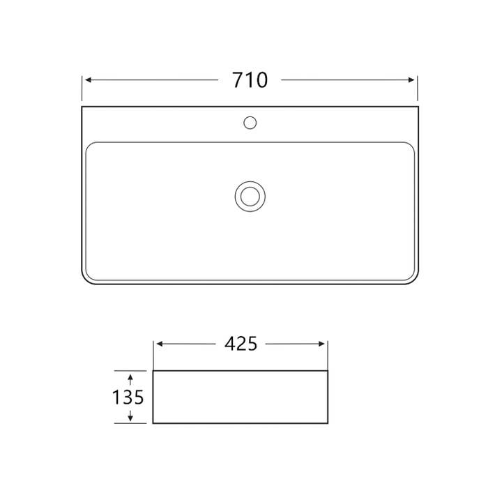Stilform Handels GmbH - Wholesale Bathroom Accessory Set - Berlin washbasin 70x42 made of the finest ceramic for wall mounting or as a countertop washbasin with tap hole in matt black1