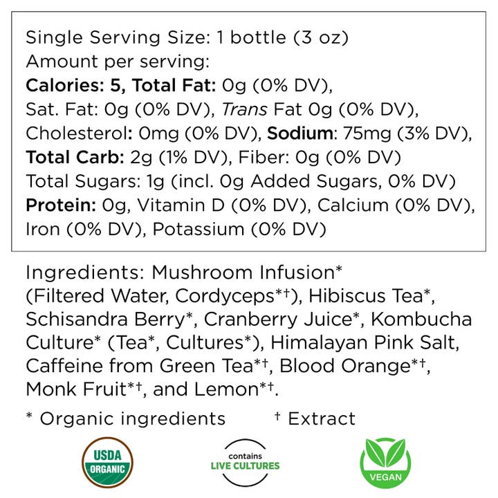 Shroomworks - Wholesale Oral Supplement/Vitamin - Energy Shot (Citrus Hibiscus)- w/ Cordyceps Mushroom