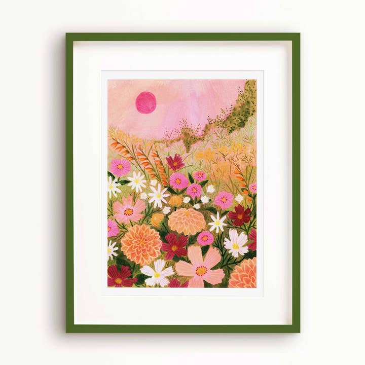 **NEW!** Sunset Cottage Garden Art Print for wholesale by Bonbi Forest