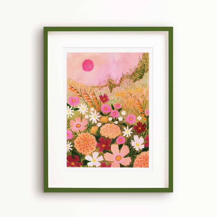 **NEW!** Sunset Cottage Garden Art Print for wholesale by Bonbi Forest