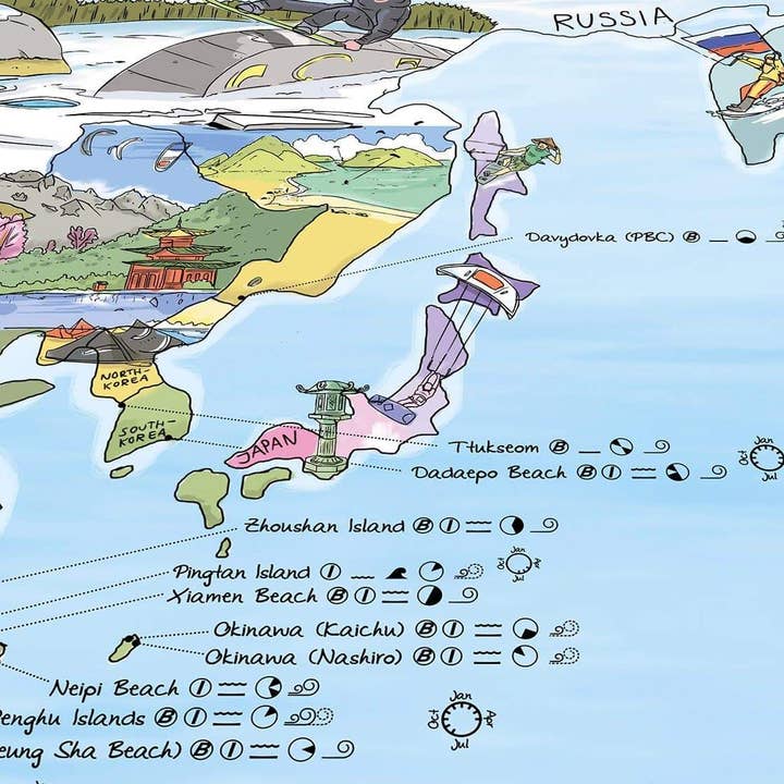 Awesome Maps - Vente Cartes - Carte de kitesurf | Carte du monde avec 500 spots de kitesurf3