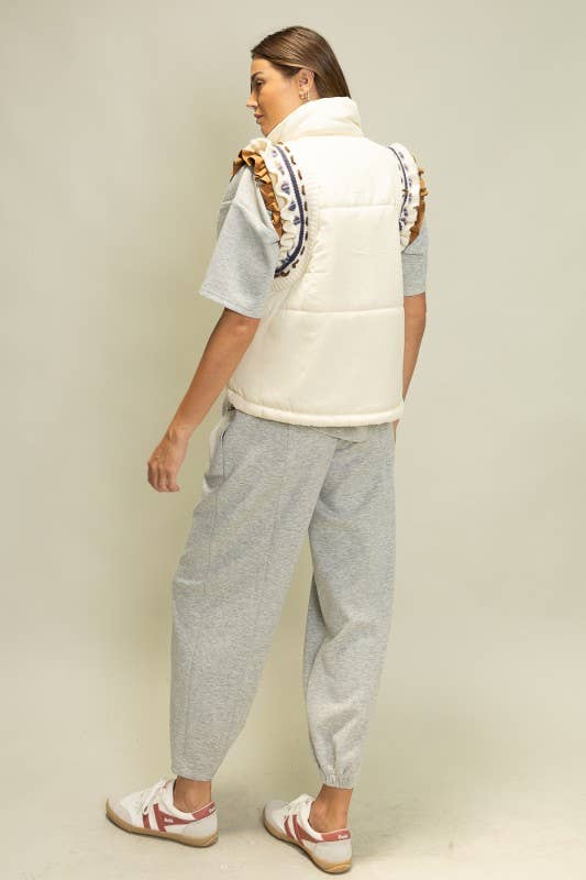 IVORY LO1001 Elegant Embroidered Puffer Vest for wholesale on Faire8