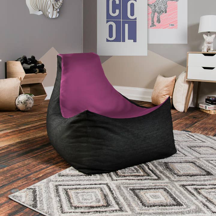 LuvU - Wholesale Chair - Jaxx Pixel Gamer Bean Bag Chair, Premium Vinyl / Dark Denim88