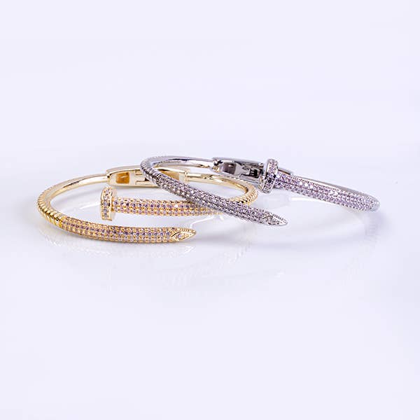 My Best Kept Jewelry - Wholesale Bangle Bracelet - Gold Hinged Nail Bangle2