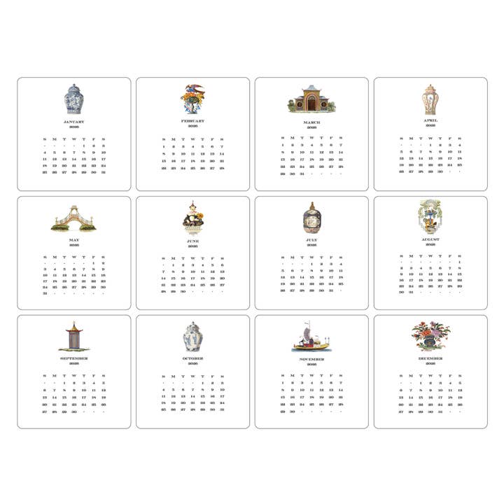 Shade Tree Greetings - Wholesale Calendar - 2026 Chinoiserie Calendar with Easel1