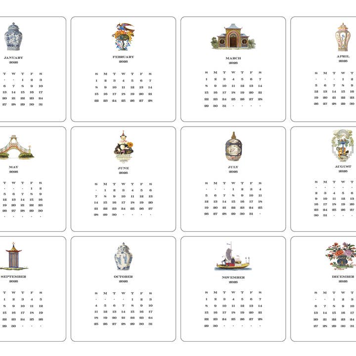 Maison de Papier - Wholesale Calendar - 2026 Chinoiserie Calendar with Easel