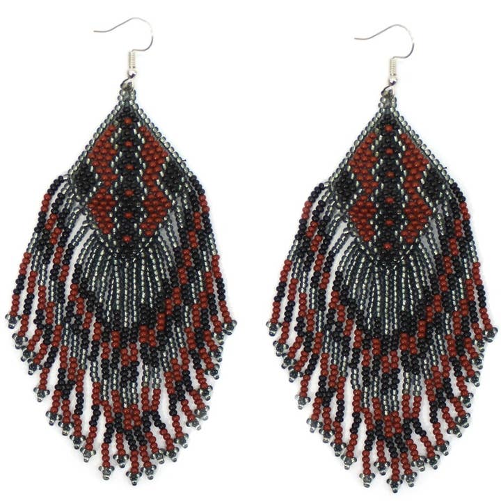 BEADS CORNER – Engroshandel Hængeøreringe og creoløreringe – Håndlavede Store Øreringe med Brune og Grå Perler