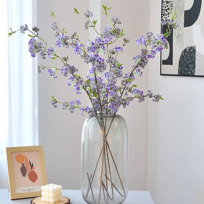 ACNITE(We cover U.S. import duties) - Vente Fleurs artificielles - Neige artificielle saule Fleur violette décoration maison/mariage5