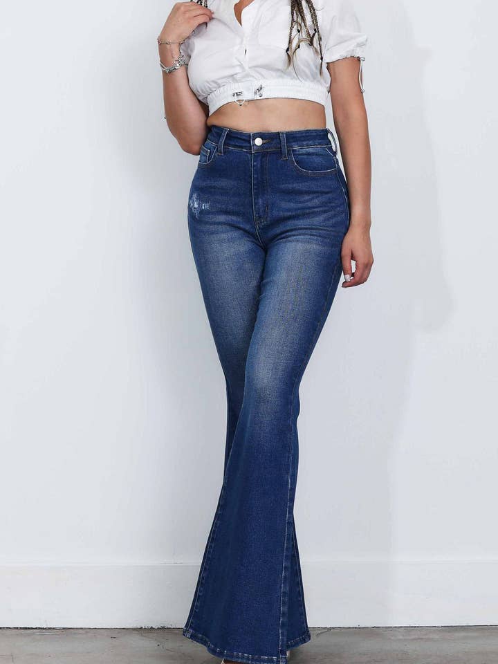 Jeans évasés teintés taille haute pour la vente par Vibrant M.i.U