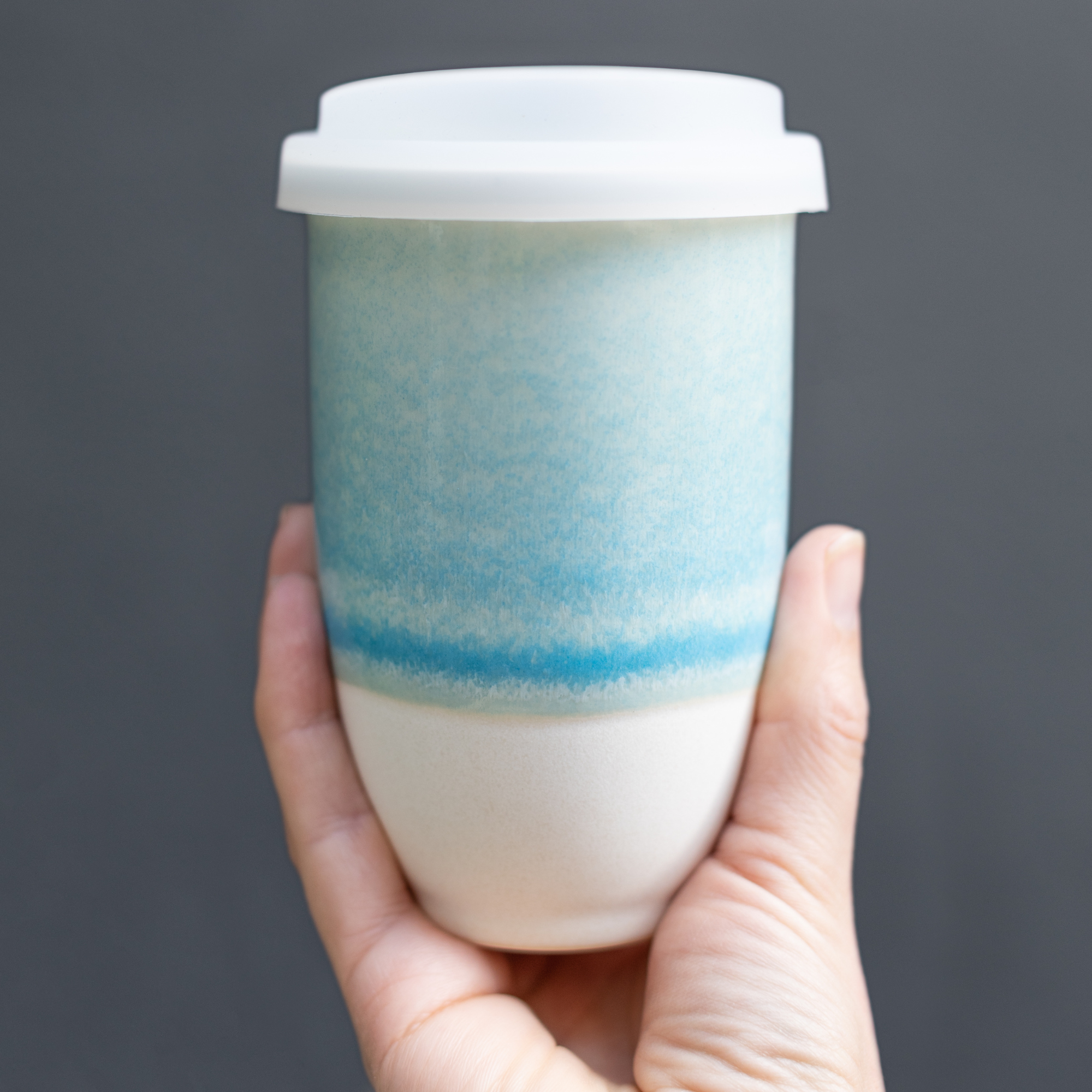 Nova Ceramics Travel Mugs - Wholesale Coffee Mug - Lagoon Ceramic Coffee Cup – 12oz with Lid & Sleeve2