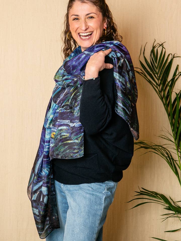 Starry Night Large Silk Scarf for wholesale by Tilley & Grace