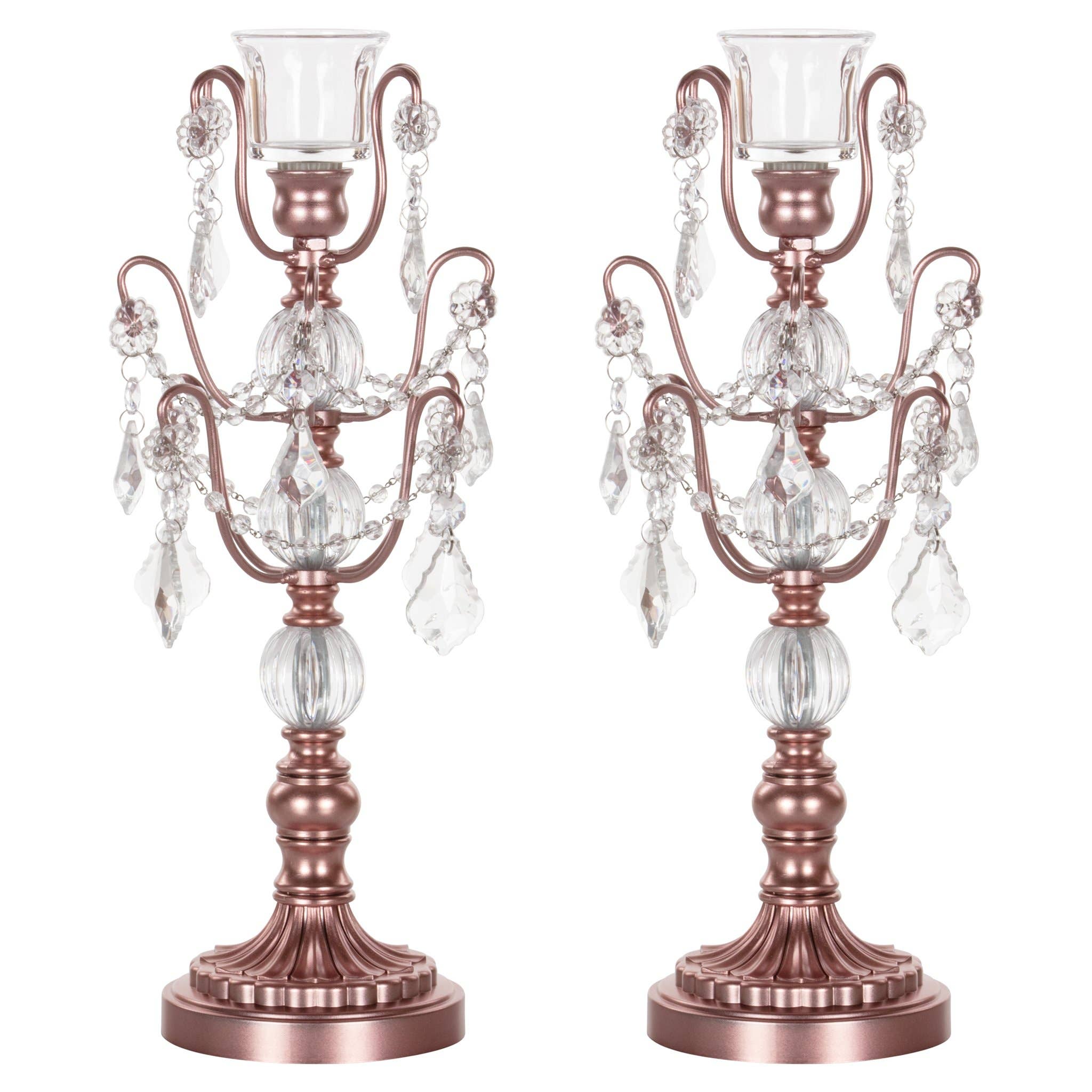 Amalfi Decor - Wholesale Candelabra - 2-Piece Chandelier Candlestick Candelabra Set - Rose Gold0