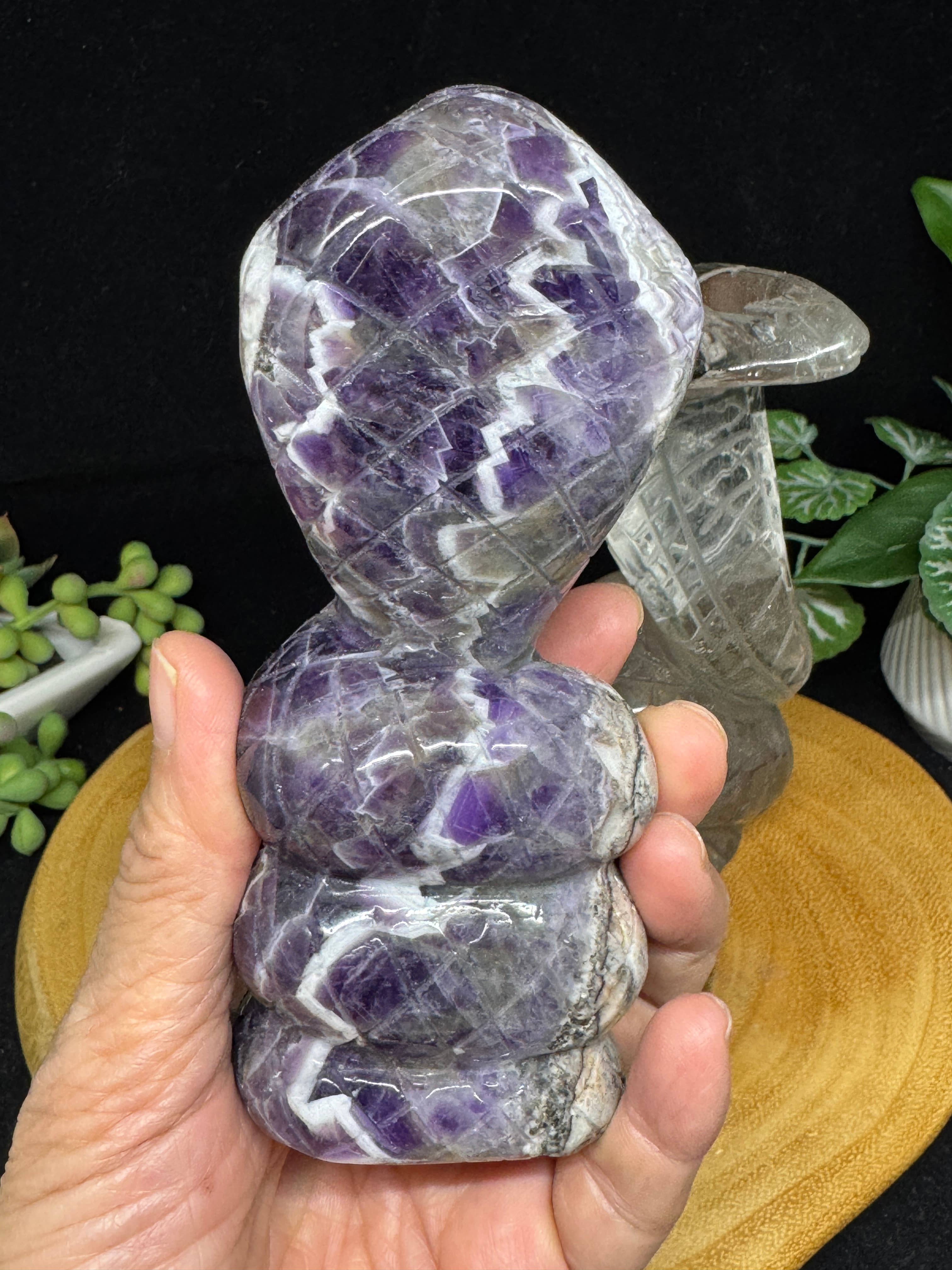 The 7 Directions - Wholesale Spiritual Stone/Crystal - 2 pc Snake Cobra bundle amethyst lodolite G7896