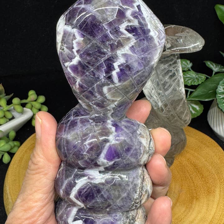 The 7 Directions - Wholesale Spiritual Stone/Crystal - 2 pc Snake Cobra bundle amethyst lodolite G7896