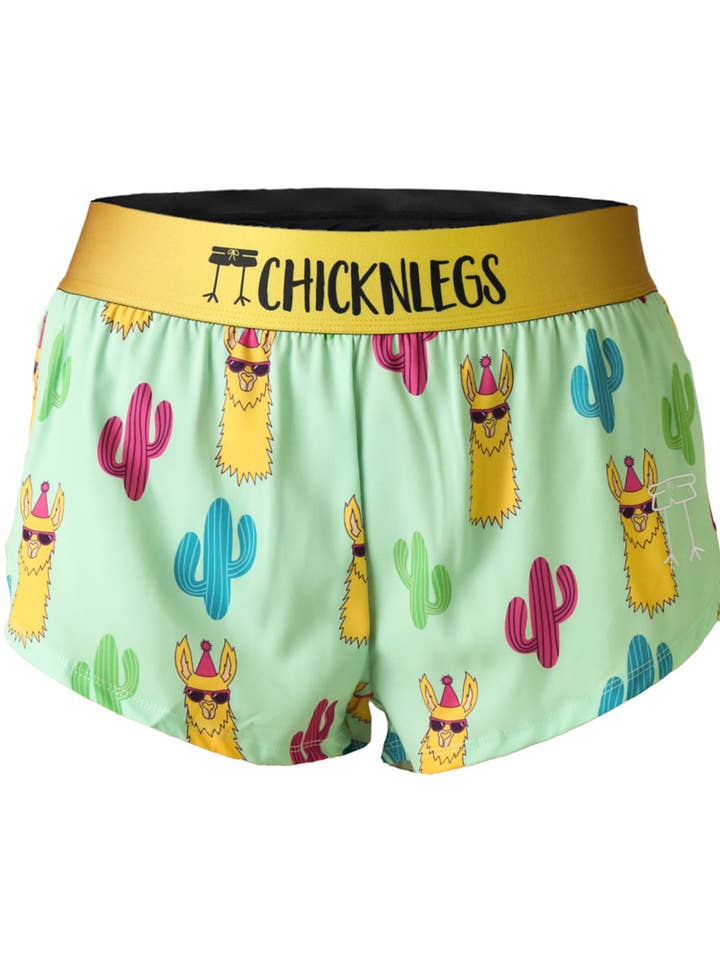 Multi Women's Green Llamas 1.5" Split Shorts for wholesale on Faire0