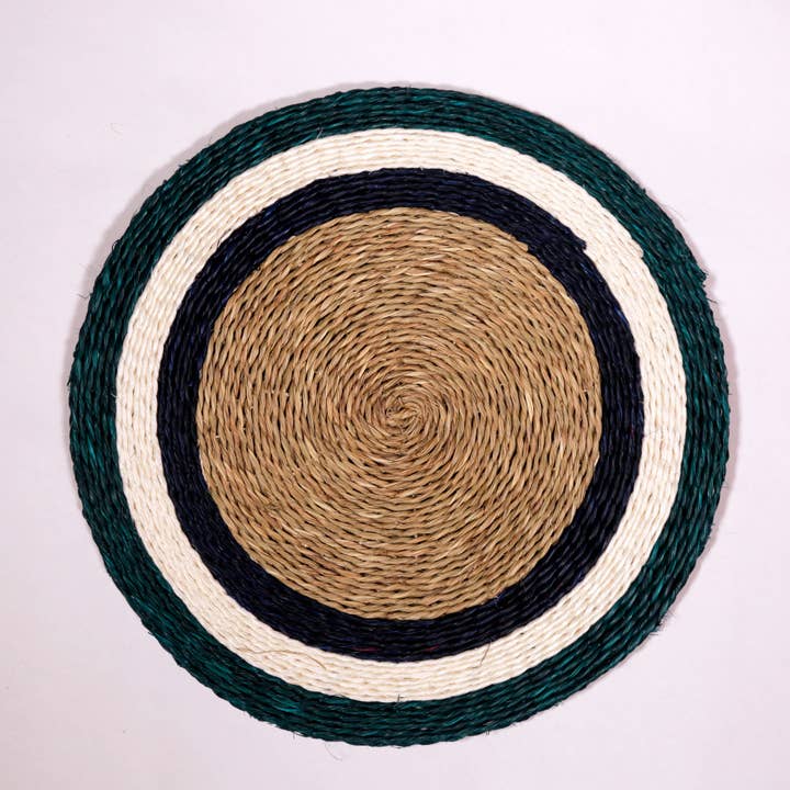 Green Stripe Grasswoven Placemats for wholesale by Gone Rural UK