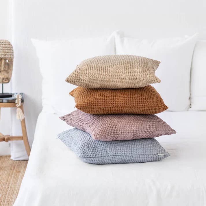 MagicLinen - Wholesale Throw Pillow Cover - Waffle throw pillow cover | Cushion cover in Light gray