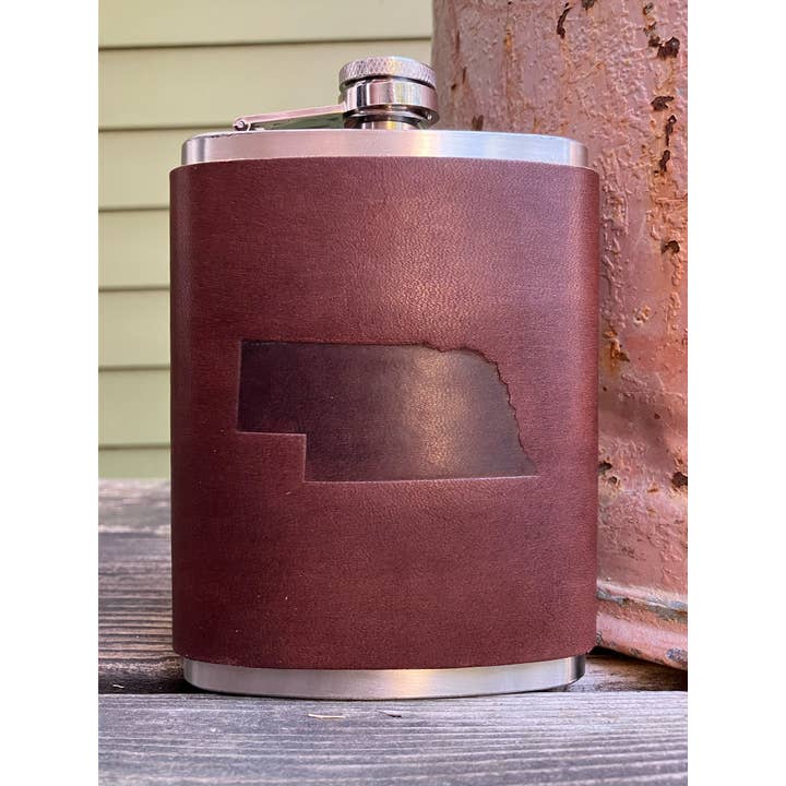 Leather Flask - Nebraska for wholesale by Jimmyrockit