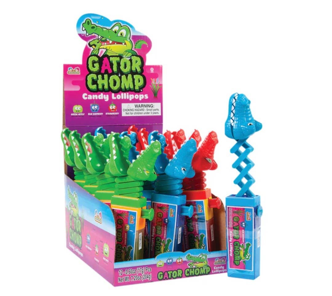 Majestic Wholesale - Wholesale Lollipop - Gator Chomp Candy Lollipops – 0.6oz, 12CT Toy & Treat
