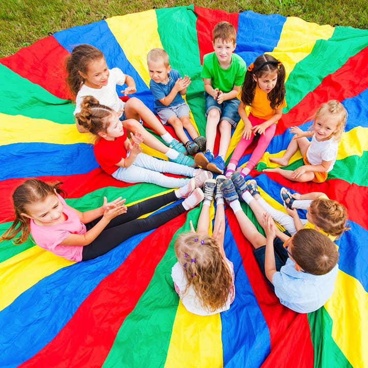 The Twiddlers - Wholesale Classic Toy - Kids - 20ft Parachute Play & Trampoline Tent Kids Game with 24 Hand4