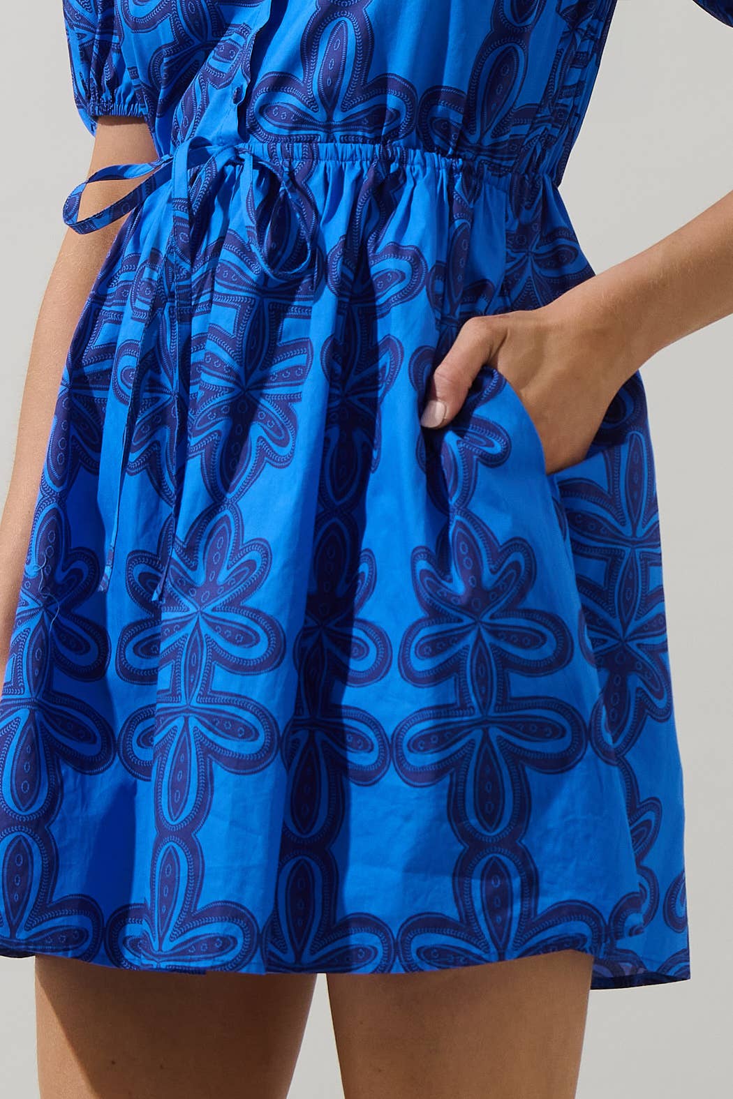 BLUE NAVY MUL Romery Abstract Alba Puff Sleeve Mini Dress for wholesale on Faire4