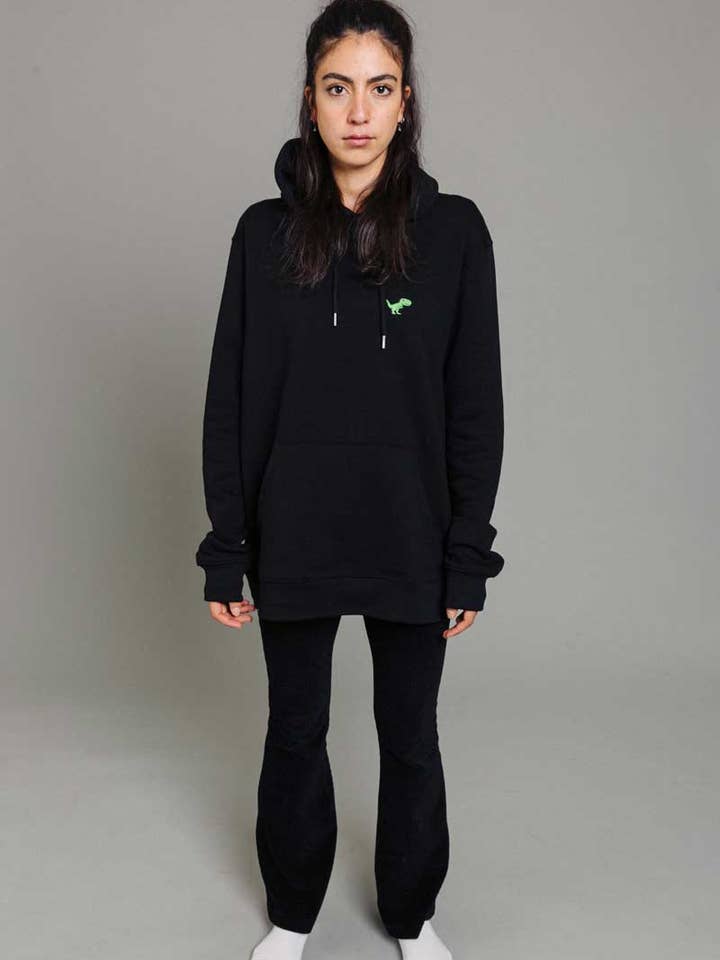 Sudadera con capucha Dino unisex TIRY Negro para venta al por mayor de KREUZUEBER