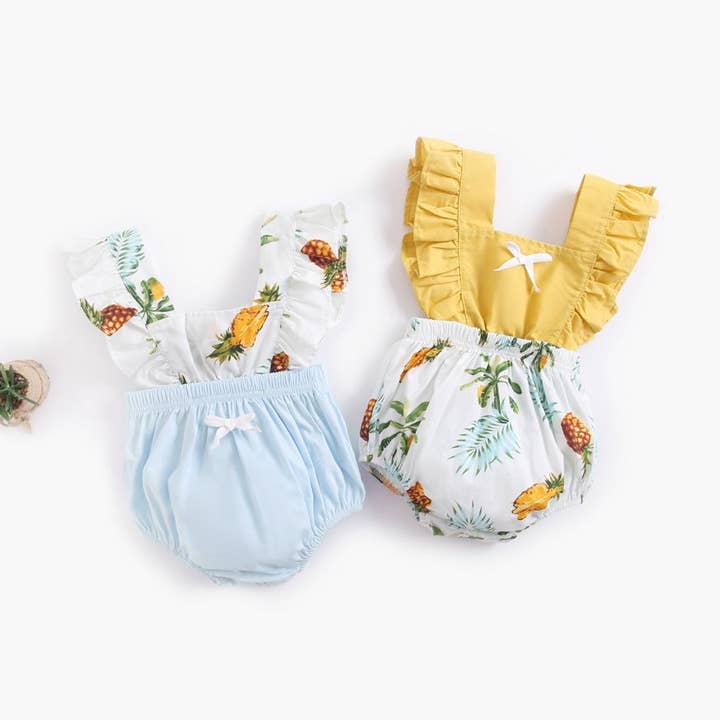 Baby Girl Fruit Print Pattern Lace Design Square Collar False bodysuit In Summer for wholesale by MyKids-USA®