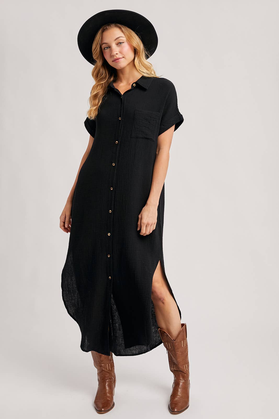 Bluivy - Wholesale Dress - Women's - BUTTON UP MAXI SHIRT DRESS WITH POCKET75