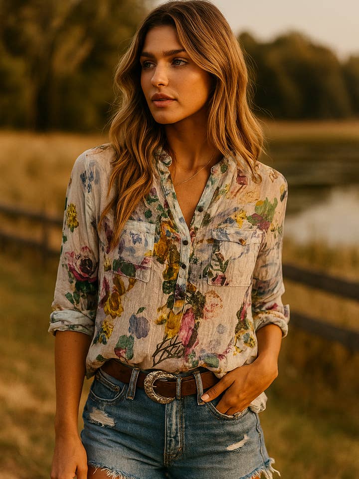 The Nu Vintage - Wholesale Button Down Shirt - Women's - Fiorella Blouse0