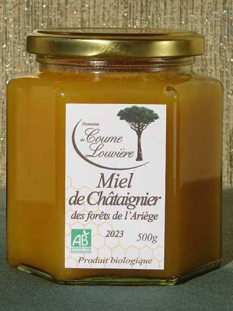 Organic chestnut honey from the forests of Ariège for wholesale by Domaine de Coume Louvière