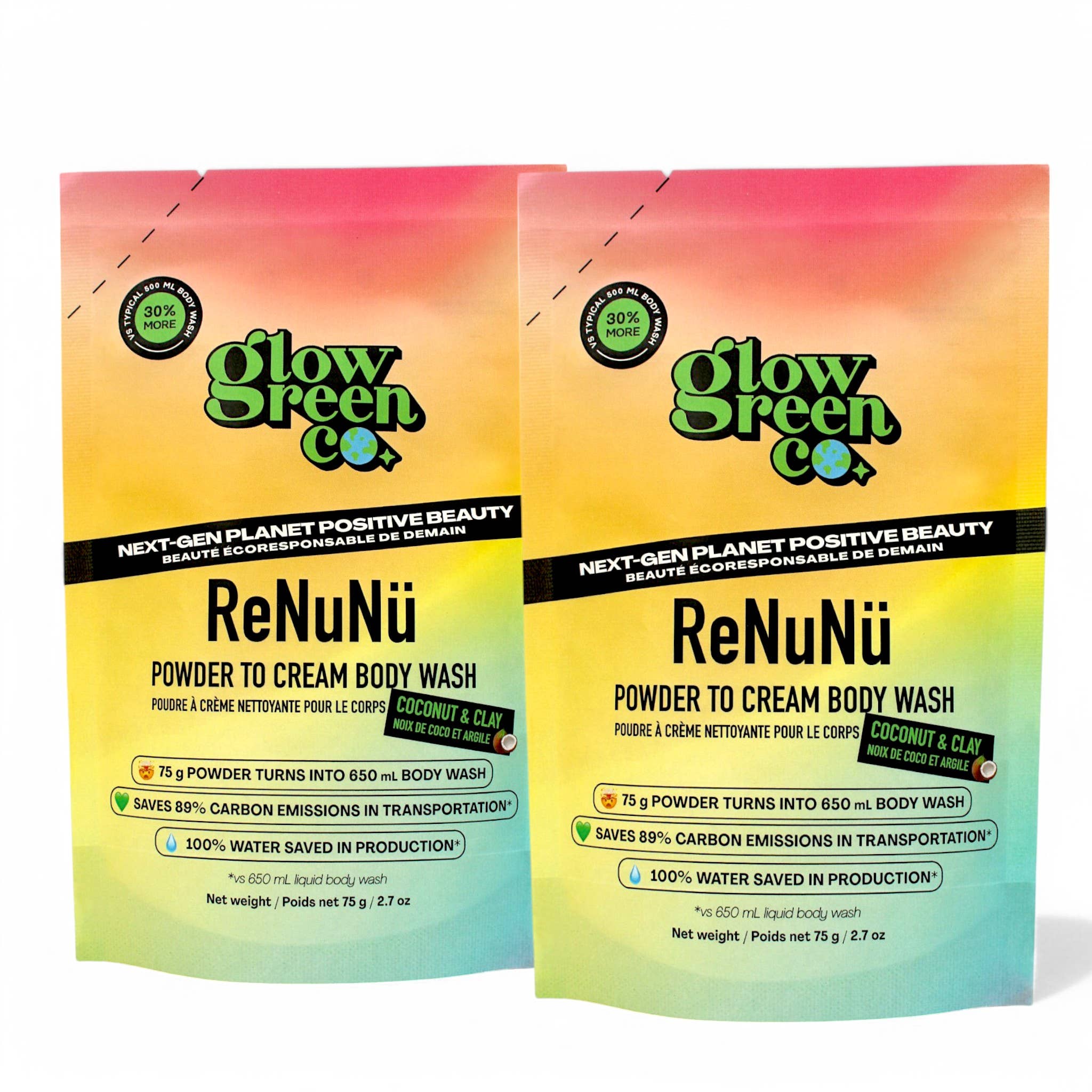 Glow Green Co. – wholesale Body wash/shower gel – ReNuNü Powder to Cream Body Wash Refills - Coconut & Clay0