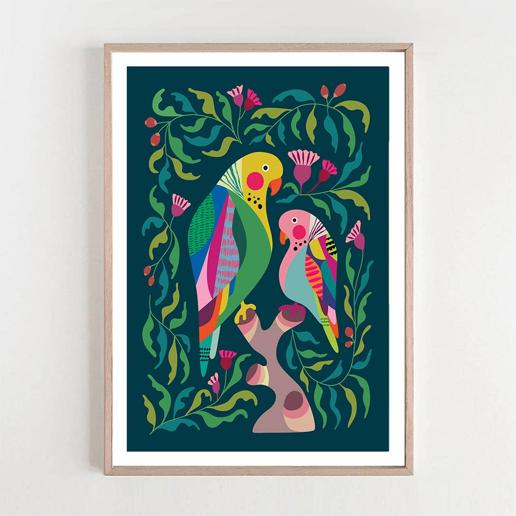 3 Birdies Studio - Wholesale Art print - Budgies Art Print1