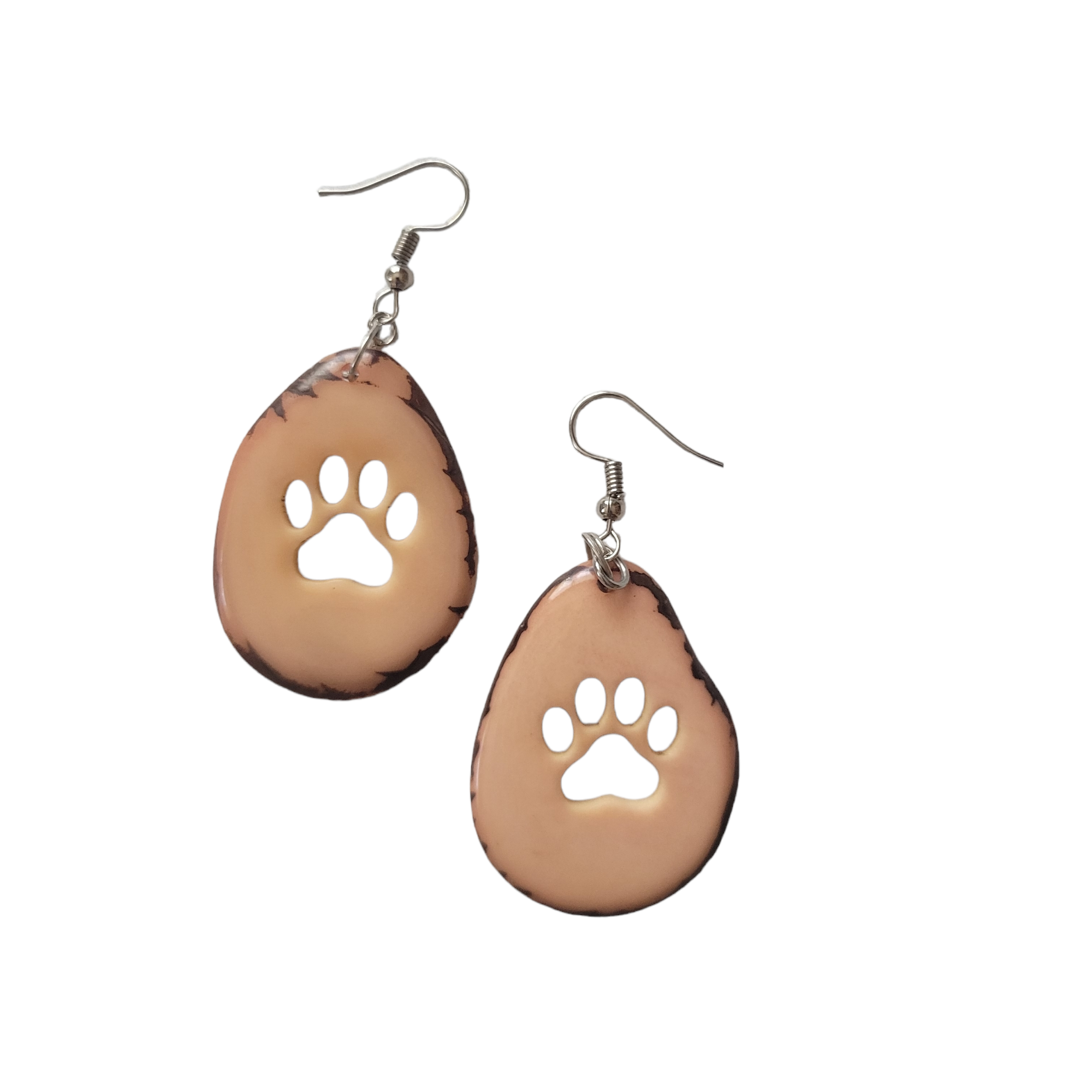 Organic jewelry by Allie - Wholesale Dangle Earrings - Paw print tagua nut earrings gift for pet parents2