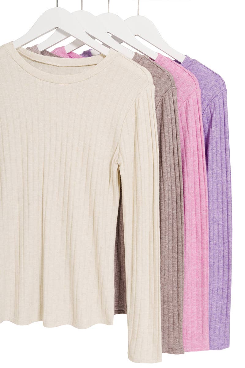 42POPS - Wholesale Knit Top - Women's - ._ SI-25202 RIBBED LONG SLEEVE ROUND NECK TOP12