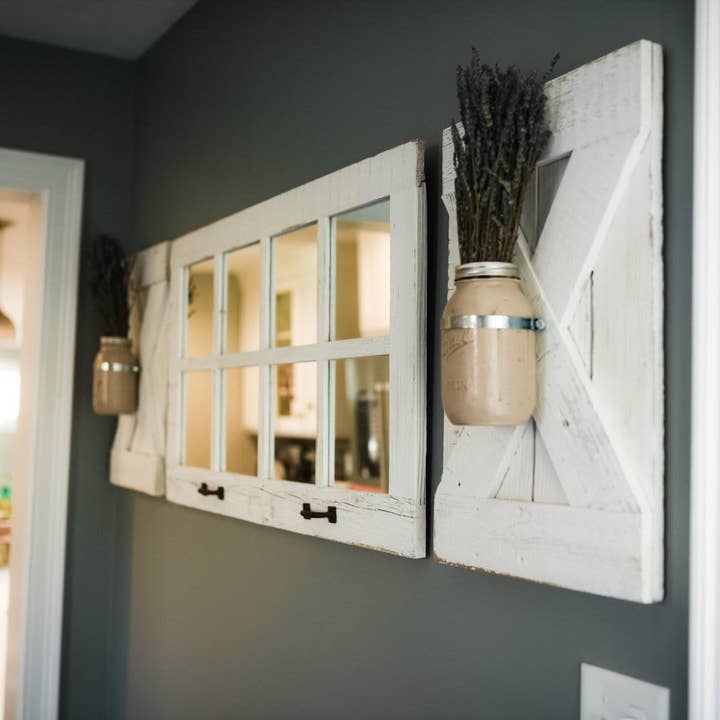 Rusty Mill Decor - Wholesale Wall Mirror - 8 Pane Farmhouse Wall Decor Window Mirror - Rustic Window